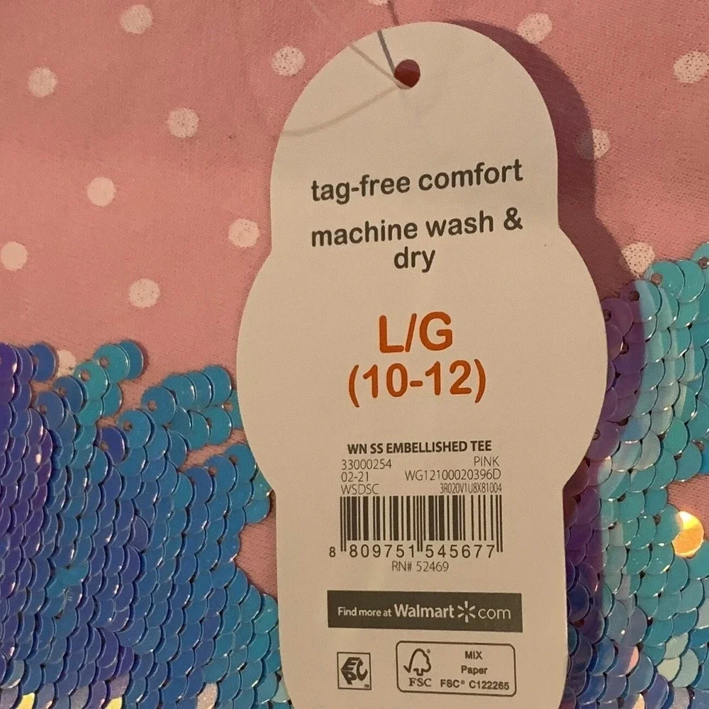 Wonder Nation Girls TShirt Large 10-12 Unicorn Sequins New with Tags Pink Dot